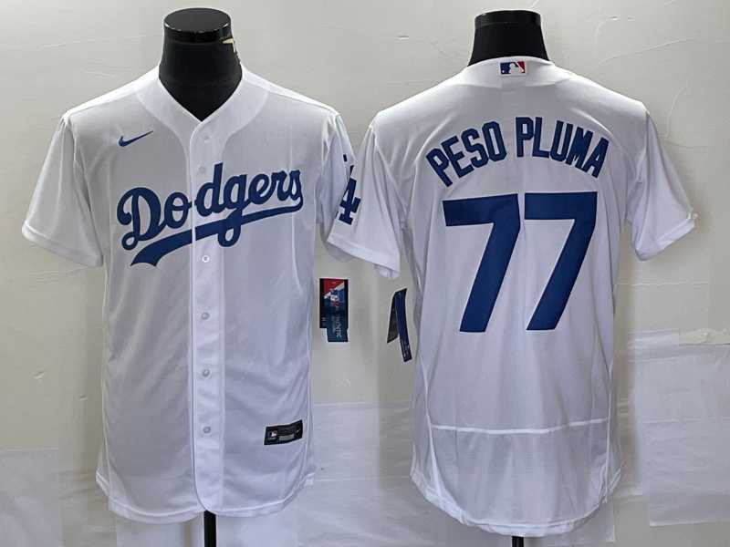 Men%27s Los Angeles Dodgers #77 Peso Pluma White Stitched Flex Base Nike Jersey->minnesota twins->MLB Jersey